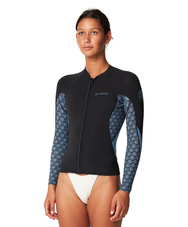 O'Neill Women's Bahia Full Zip 1.5mm Wetsuit Jacket - Aloha Tile