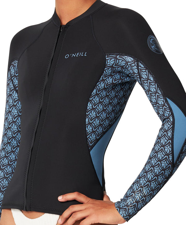 O'Neill Women's Bahia Full Zip 1.5mm Wetsuit Jacket - Aloha Tile