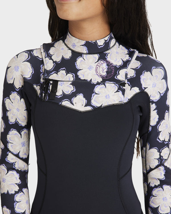 Girls 8-14 3/2mm Salty Dayz Natural Chest Zip Steamer Wetsuit