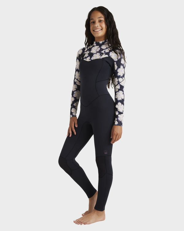 Girls 8-14 3/2mm Salty Dayz Natural Chest Zip Steamer Wetsuit