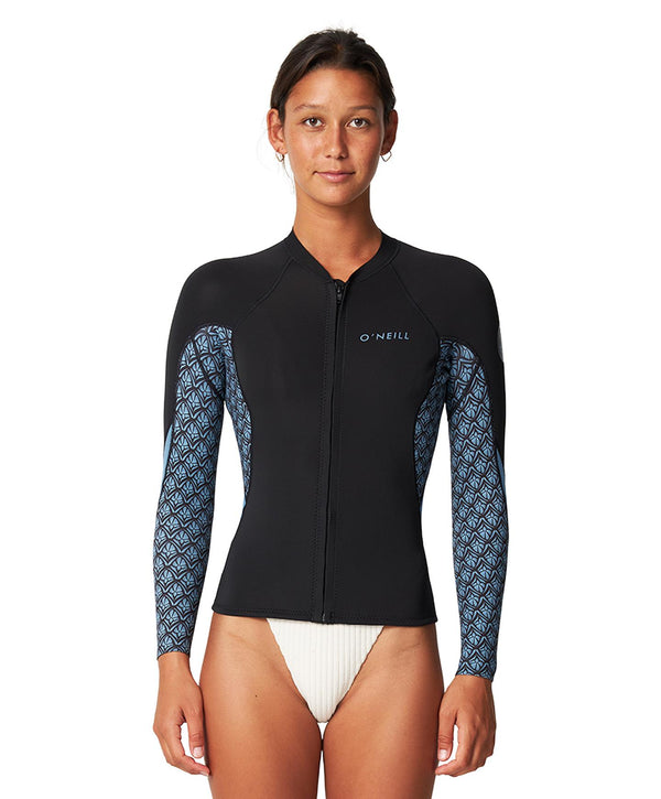 O'Neill Women's Bahia Full Zip 1.5mm Wetsuit Jacket - Aloha Tile